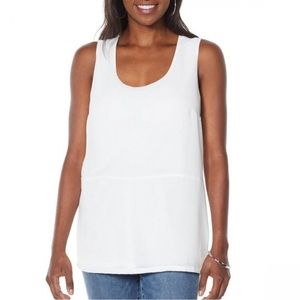 COLLEEN LOPEZ woven front jersey stretch back tank top Size XS